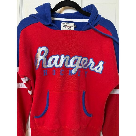 NHL New York Rangers Red Pullover Hoodie with Rangers Logo on Hood Womens M - Picture 2 of 13